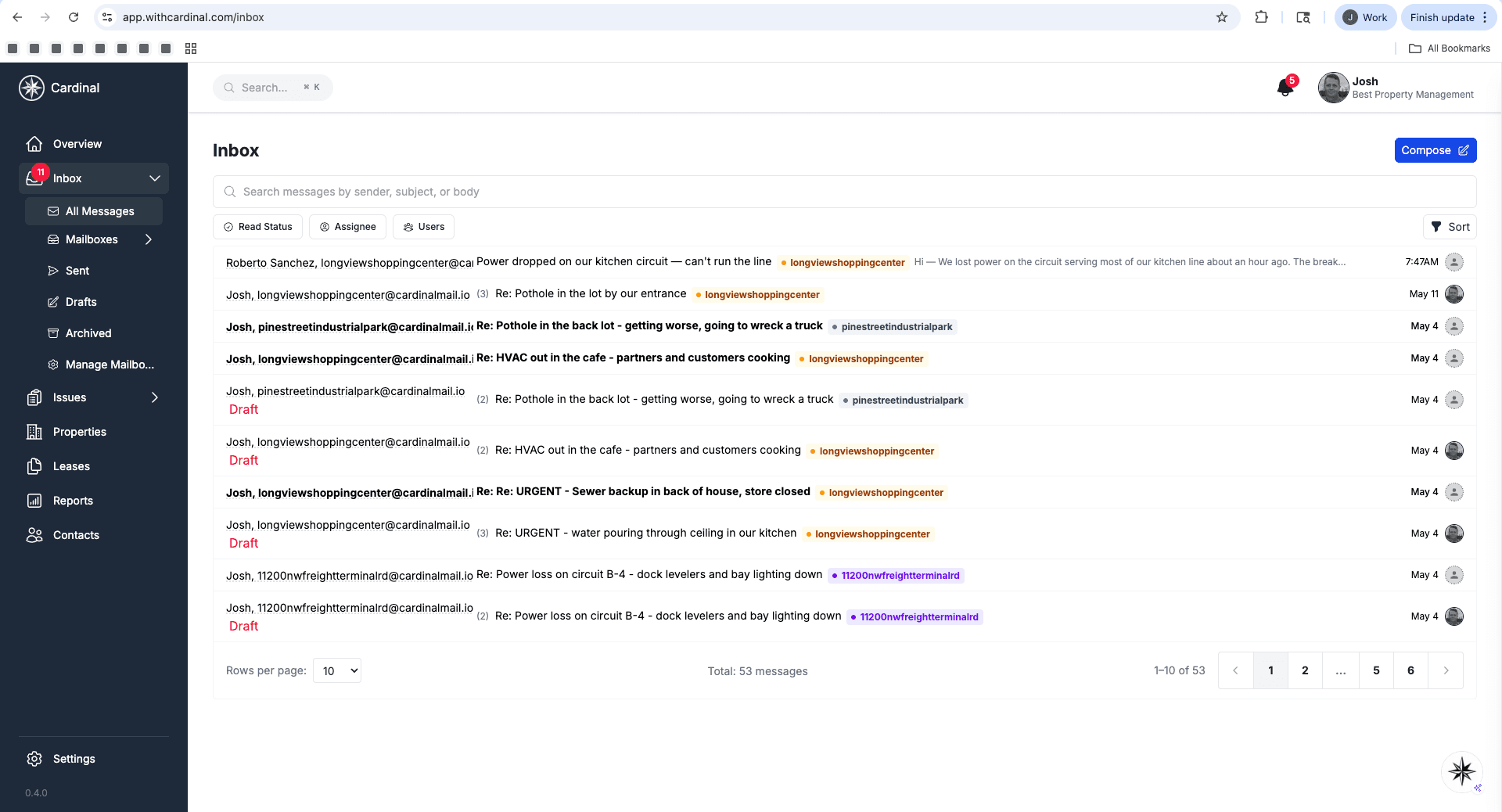 Dashboard overview showing key metrics and charts